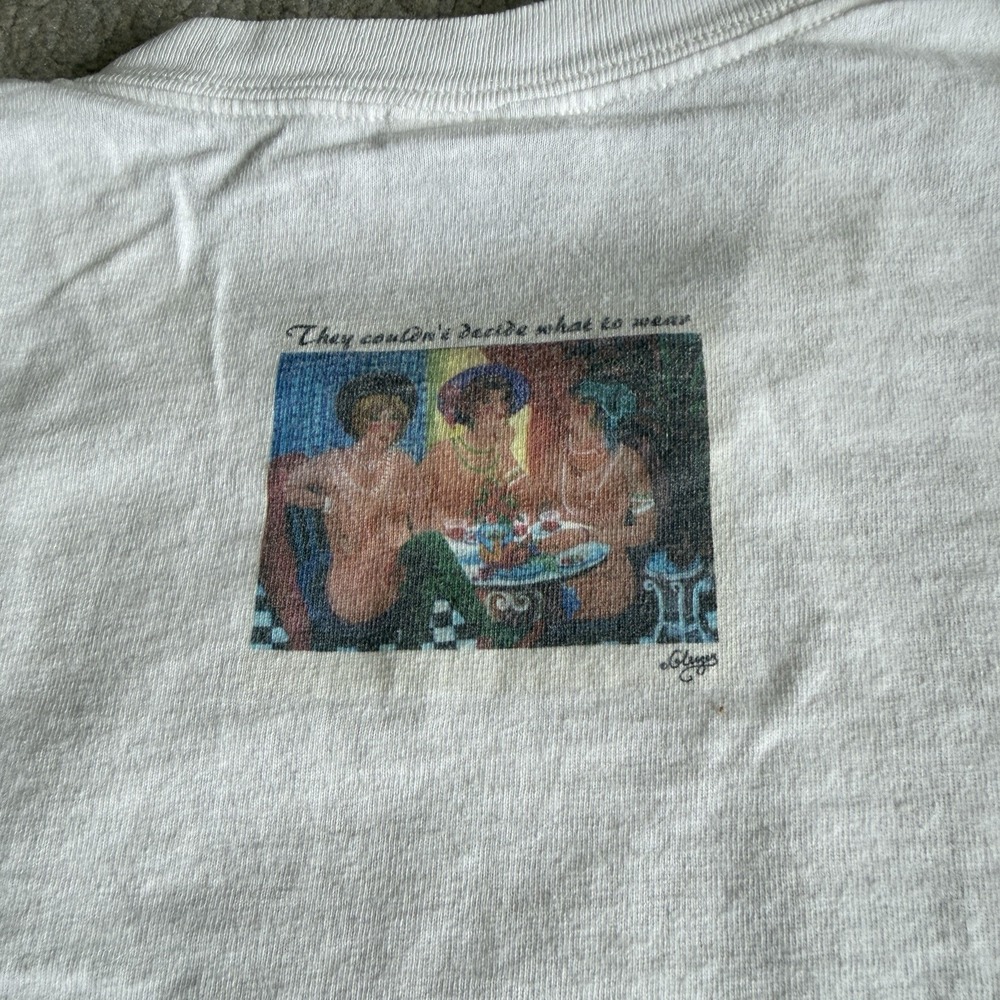 Vintage 90s They Couldn't Decide What to Wear Graphic T Shirt Mens L White Hanes - Picture 2 of 9